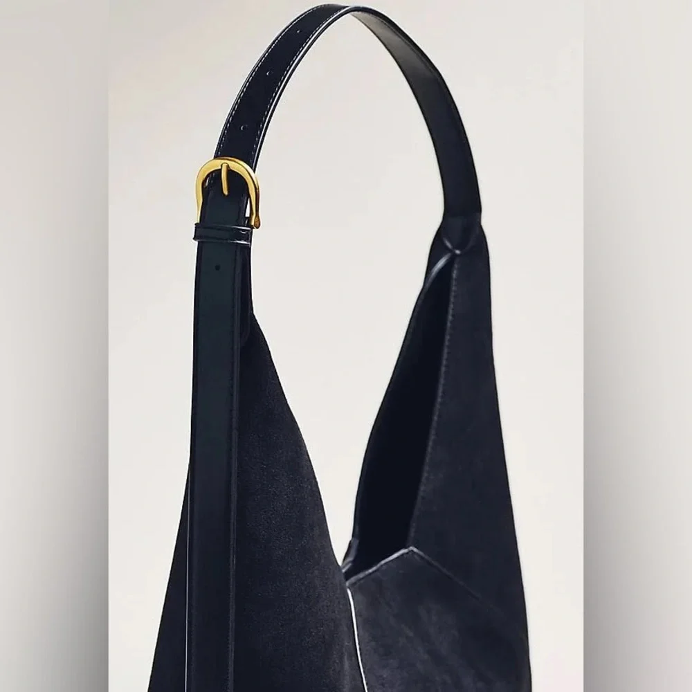 Anthropologie Cuout Shoulder Bag Black faux Suede preowned